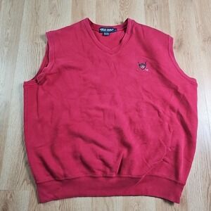 Vintage Polo Golf Ralph Lauren Sweater Vest Men's‎ LARGE Red Crest MADE USA 90s